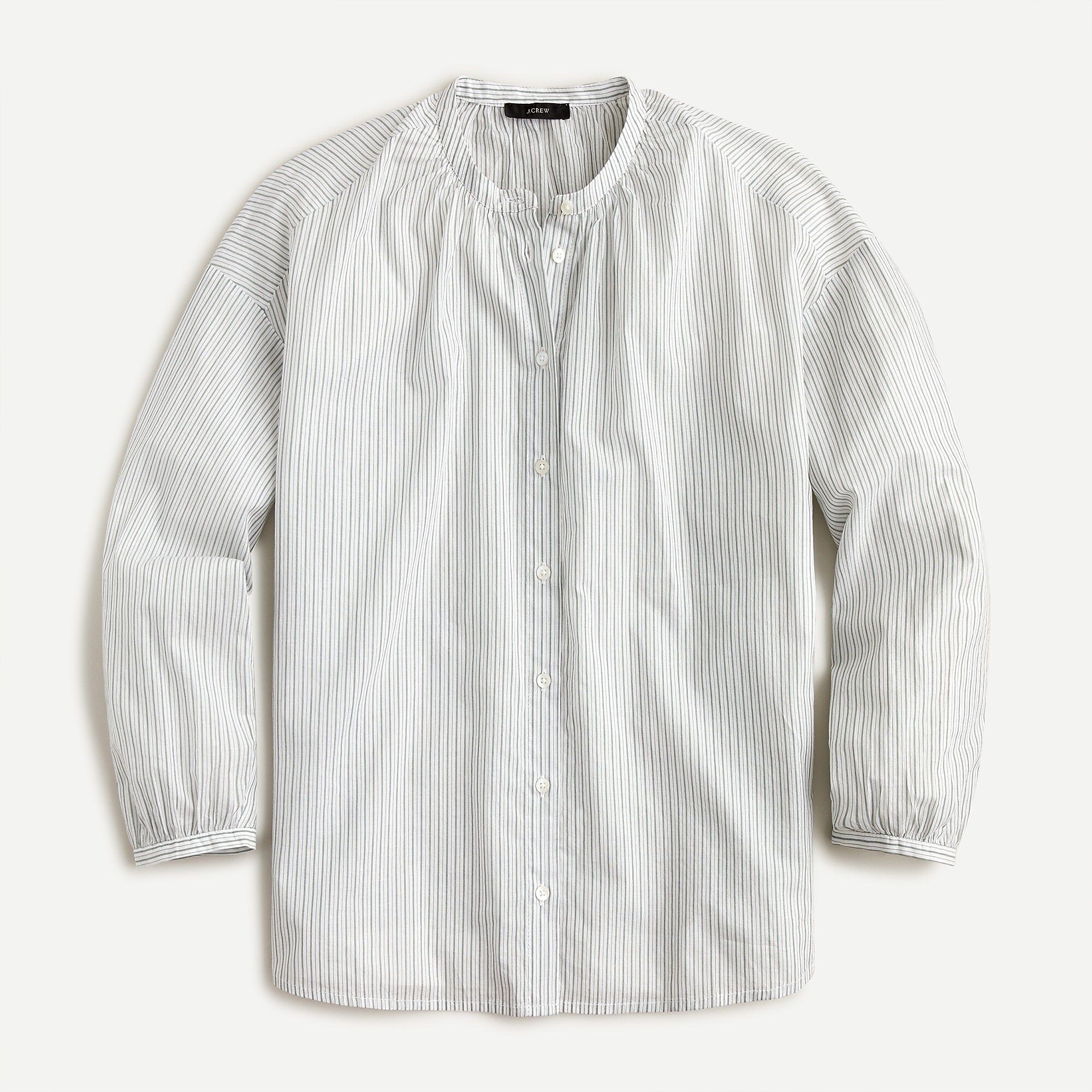 Cotton-voile button-front top in double stripe | J.Crew US