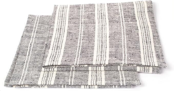 LinenMe Multistripe Hand Towels (Set of 2), 19 x 26, Black/White | Amazon (US)