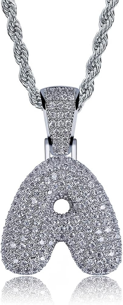 Initial Necklaces for Women Silver Custom Name Necklace Personalized Diamond Bubble Letter Chain ... | Amazon (US)