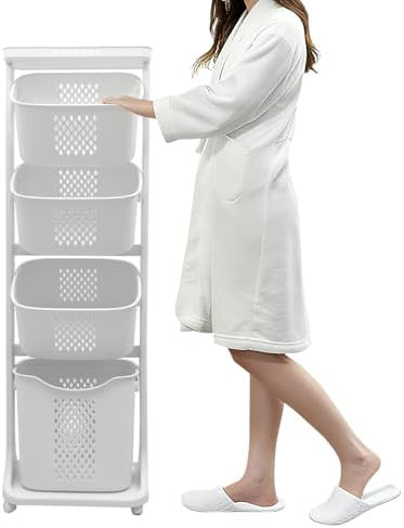 BAOKALER 4-Tier Laundry Hamper Sorter, Vertical Laundry Baskets with Wheel | Amazon (US)
