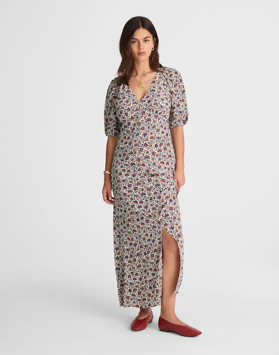 Puff-Sleeve Empire Maxi Dress in Floral | Madewell | Madewell