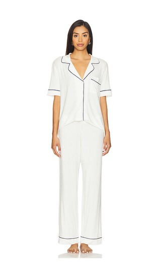 eberjey Gisele Short Sleeve Long Pj Set in Ivory. - size S | Revolve Clothing (Global)