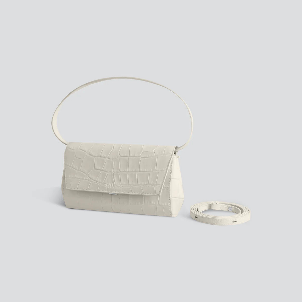 Ikon Clutch - soft croco chalk white | Kaai nv
