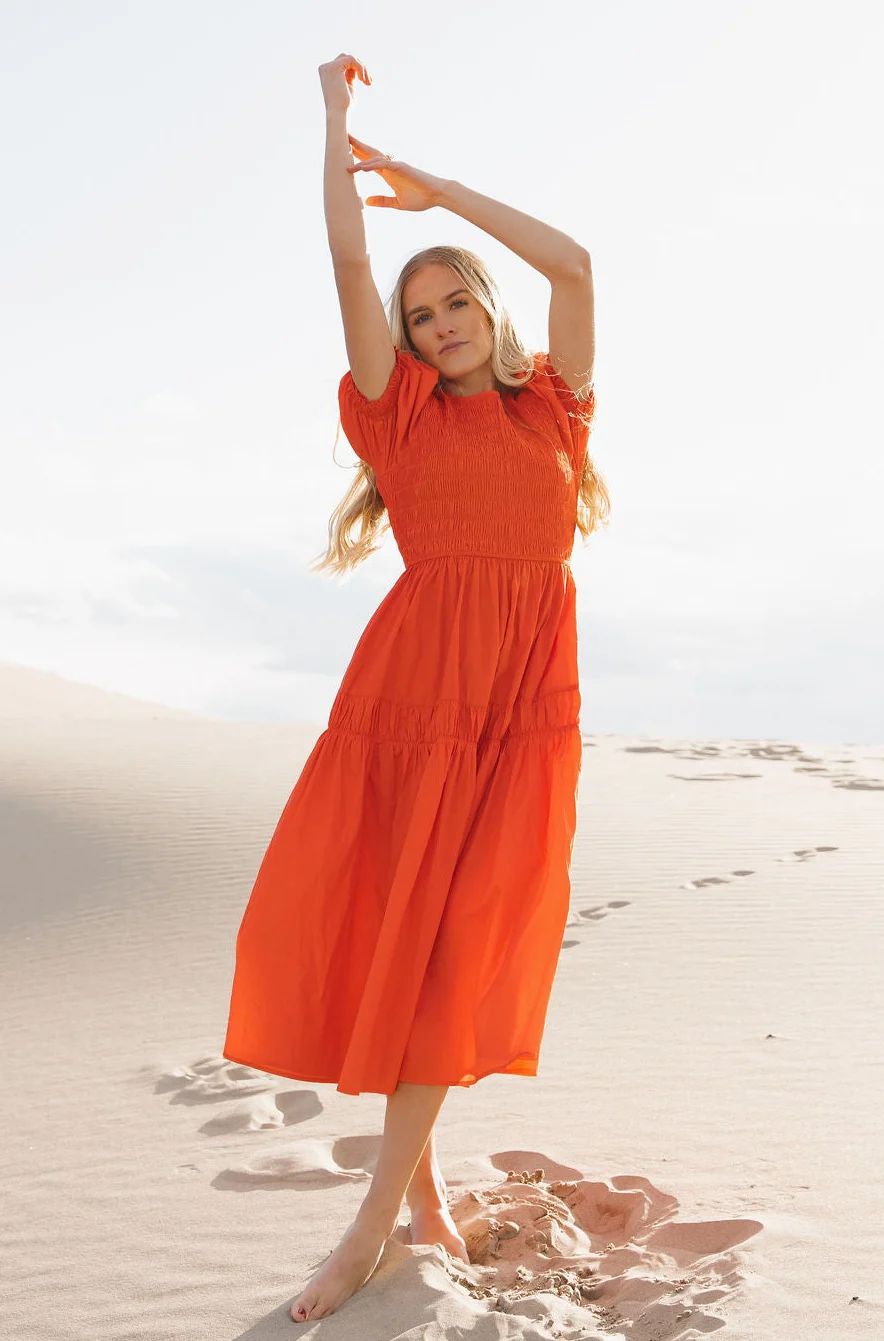 Beverley Dress-Orange/Red | Love Olive Co