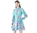 LAI MENG FIVE CATS Women's Floral Print Button up Lantern Sleeve Ruffle Dress Mini Dress | Amazon (US)