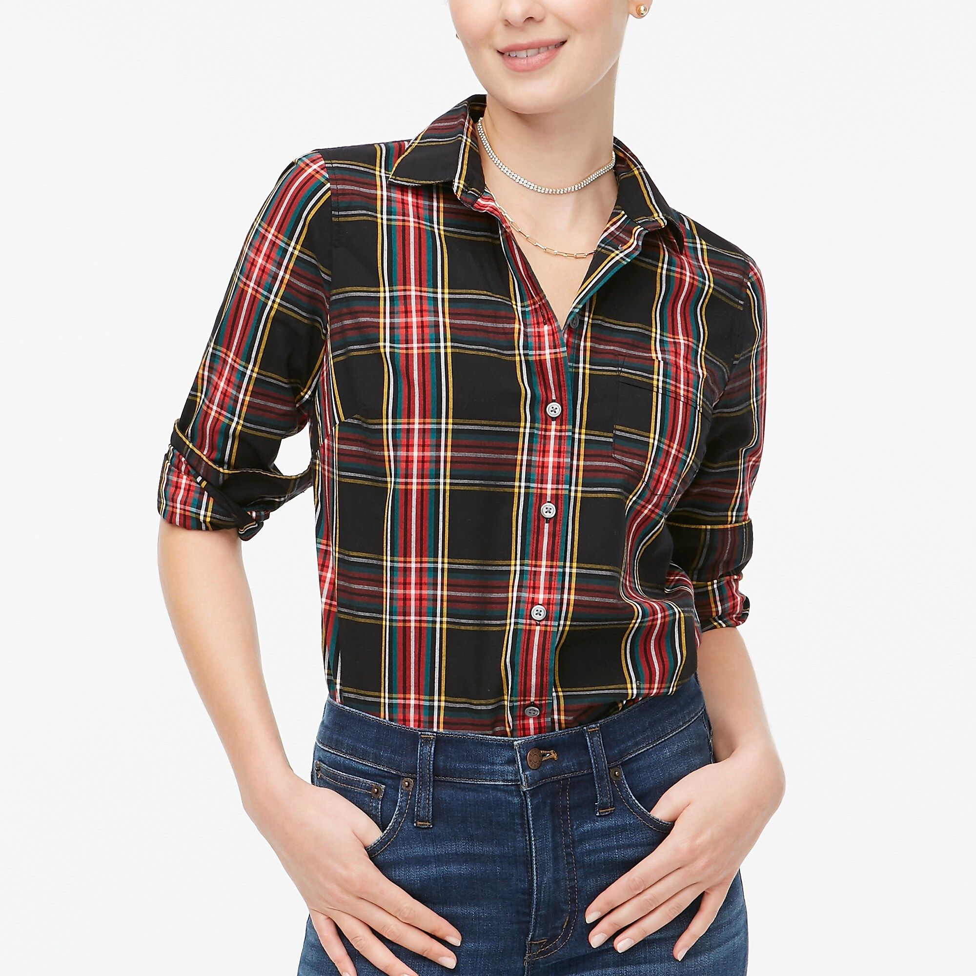 Stretch poplin shirt in signature fit | J.Crew Factory