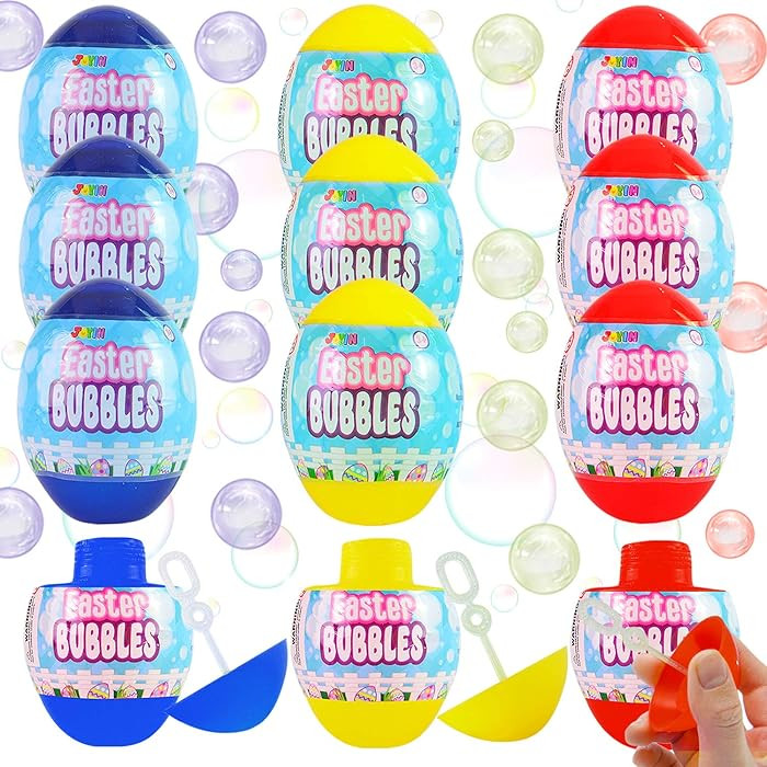 JOYIN 12 Easter Egg Bubble Wands for Easter Eggs Hunt, Basket Stuffers Fillers, Party Favor, Clas... | Amazon (US)