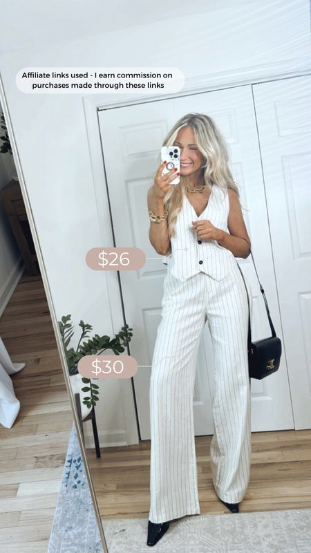 Walmart outfit for summer
Neutral summer outfit
Pinstriped vest and pinstriped pants outfit