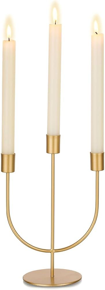 Sziqiqi Gold Candlestick Candle Holders - Candlesticks Candelabra Centerpiece for Tables 3-stem T... | Amazon (US)