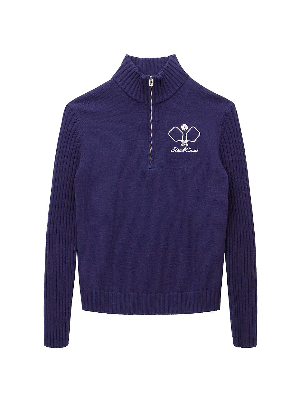 STAUD COURT Serve Rib-Knit Embroidered Sweater | Saks Fifth Avenue