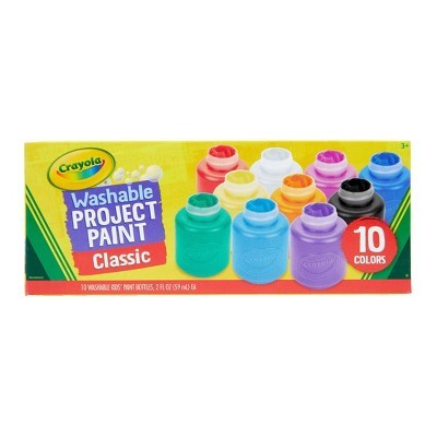 Crayola 10ct 2oz Washable Kids Paint Classic Colors: Non-Toxic Water-Based Tempera for Toddlers & Finger Painting | Target