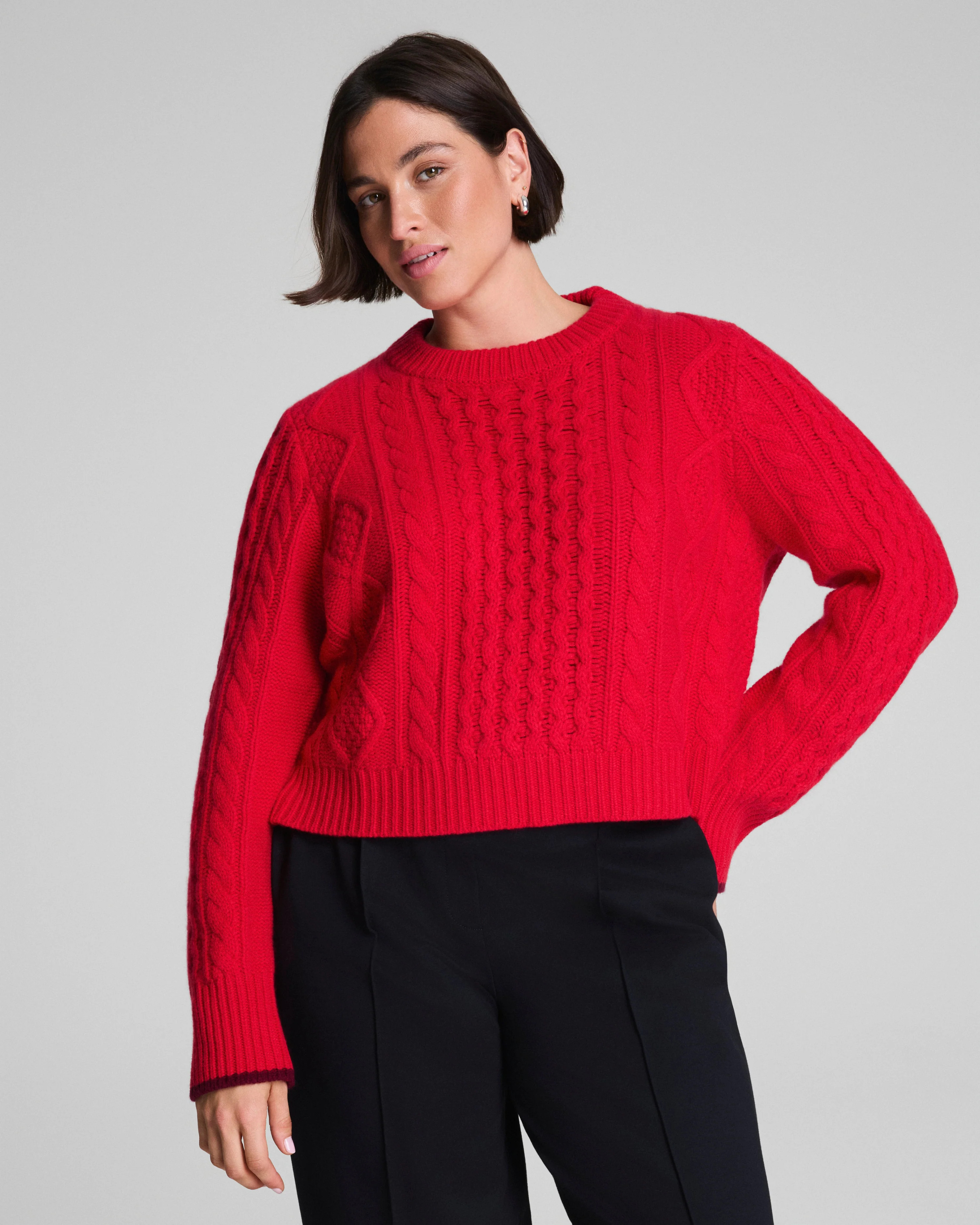Cropped Cable Marin Sweater | Spanx