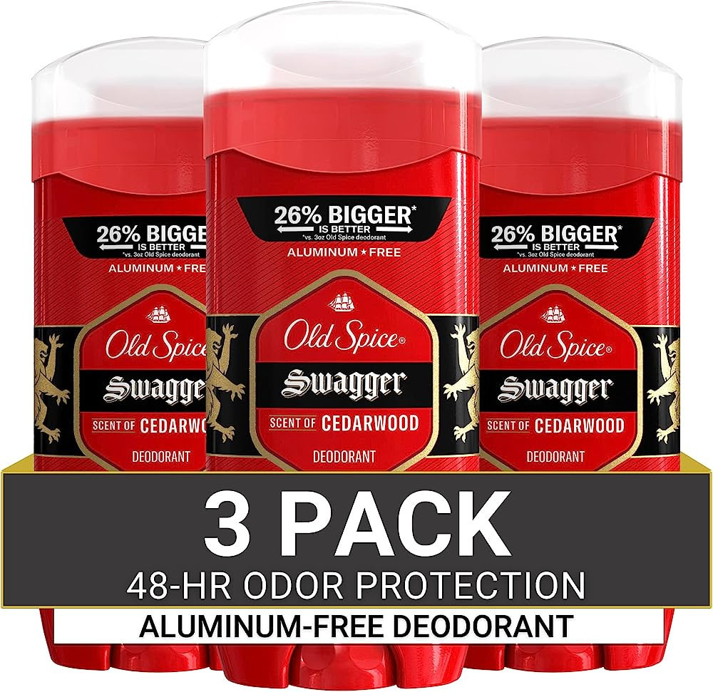 Old Spice Aluminum Free Deodorant for Men, Swagger Scent, 3.8oz Pack of 3 | Amazon (US)