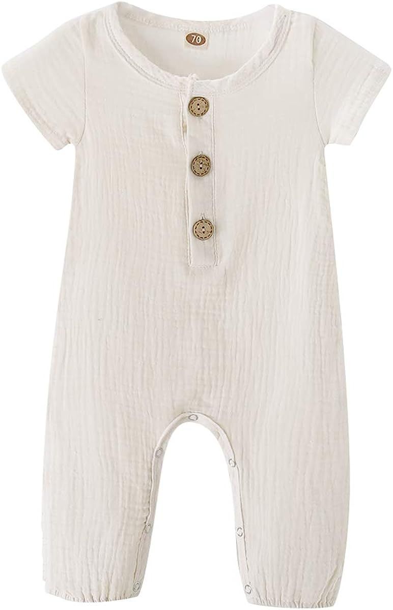 Newborn Baby Girl Clothes Romper Ruffle Sleeve Jumpsuit Bodysuit Cute Girls Onesies Infant Romper... | Amazon (US)