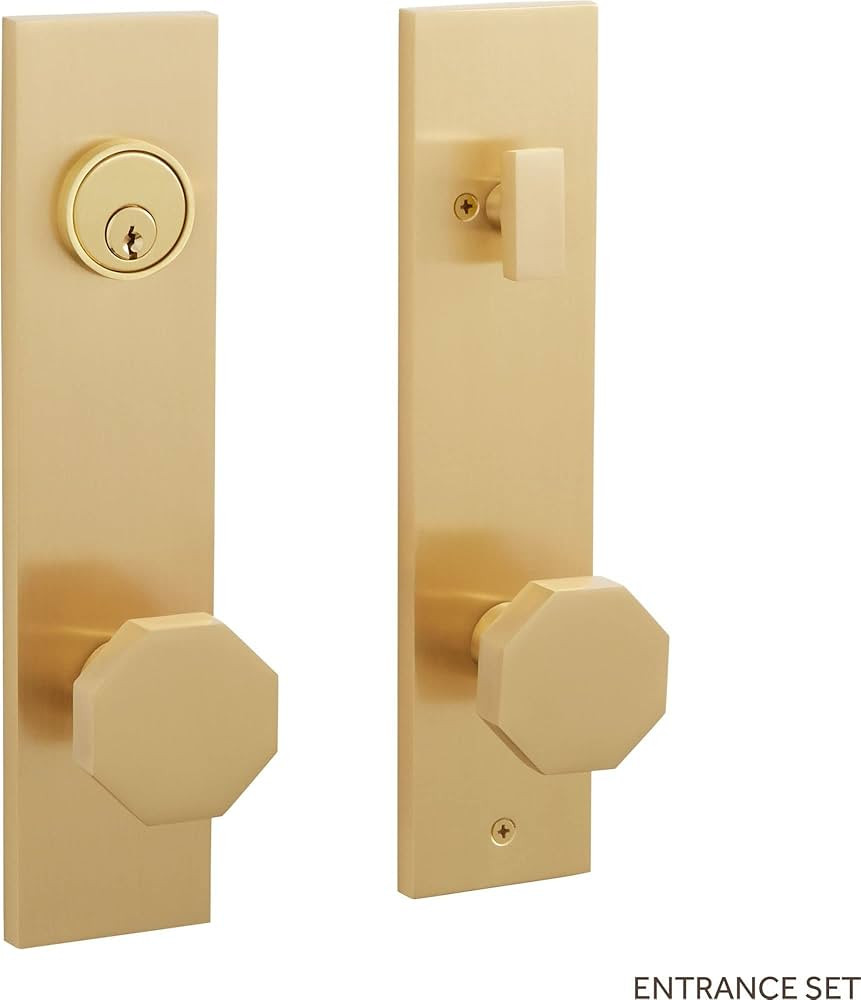 455439 Ambrus Solid Brass Keyed Entry Door Knob Set with 2-3/4" Backset | Amazon (US)