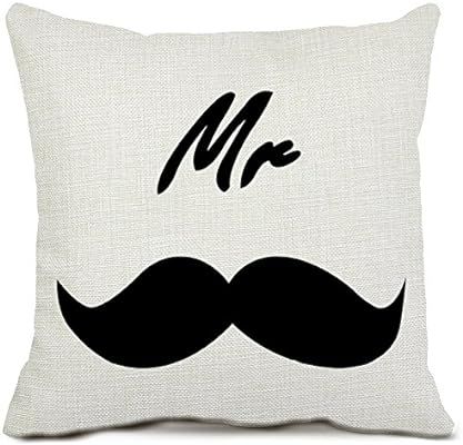 Mustache Throw Pillow Covers Decorative Linen Throw Pillow Case Mr Cute Mustache Pillowcases for ... | Amazon (US)