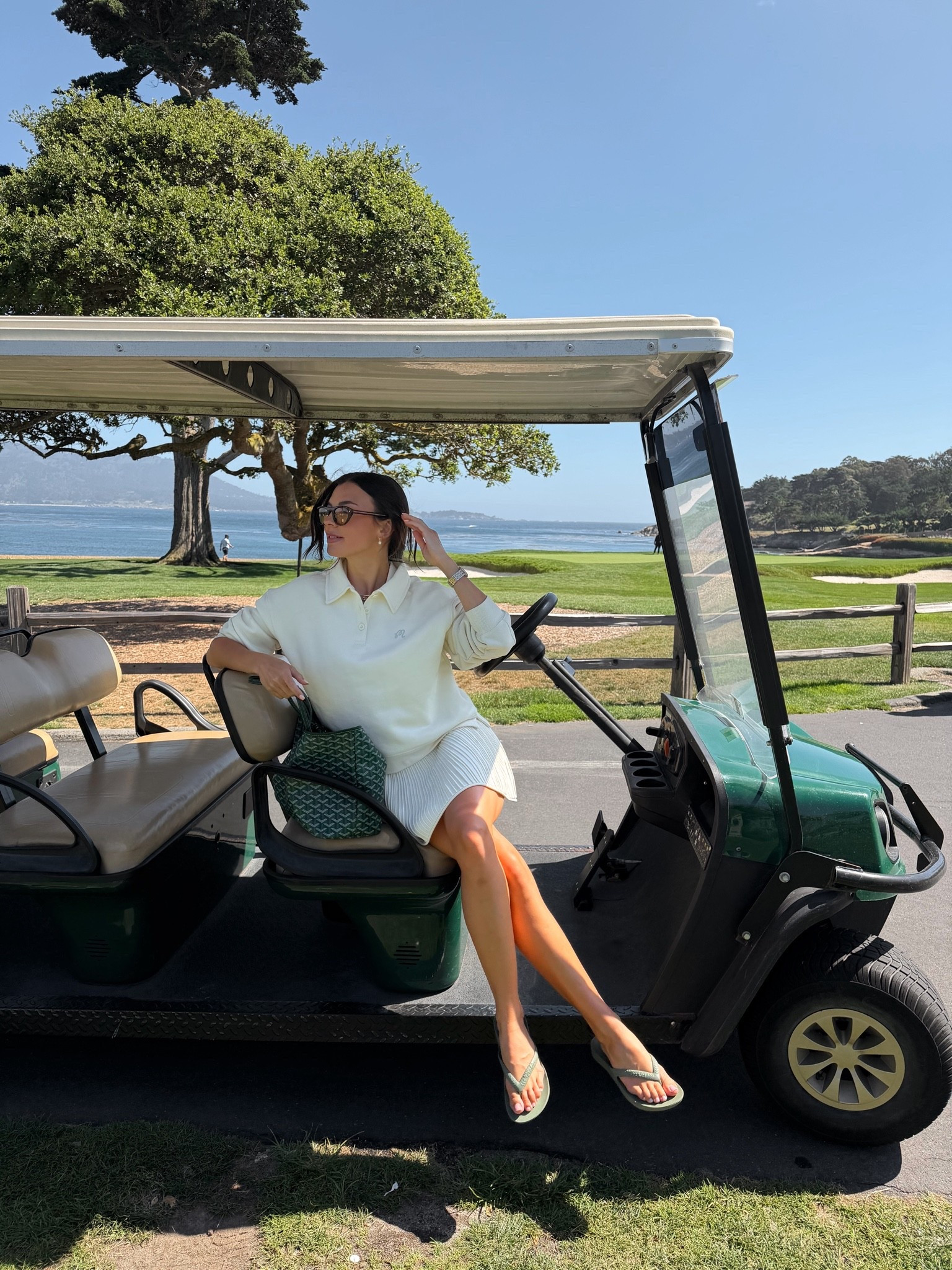 Golfing!!! ⛳️ 

Golf, archies, tennis, pilates, Carmel, California, loungewear, flip flops, aritzia, revolve, outfit inspo, summer, fall