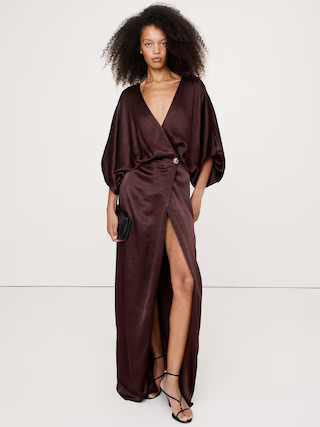 Hammered Satin Wrap Maxi Dress | Banana Republic (US)