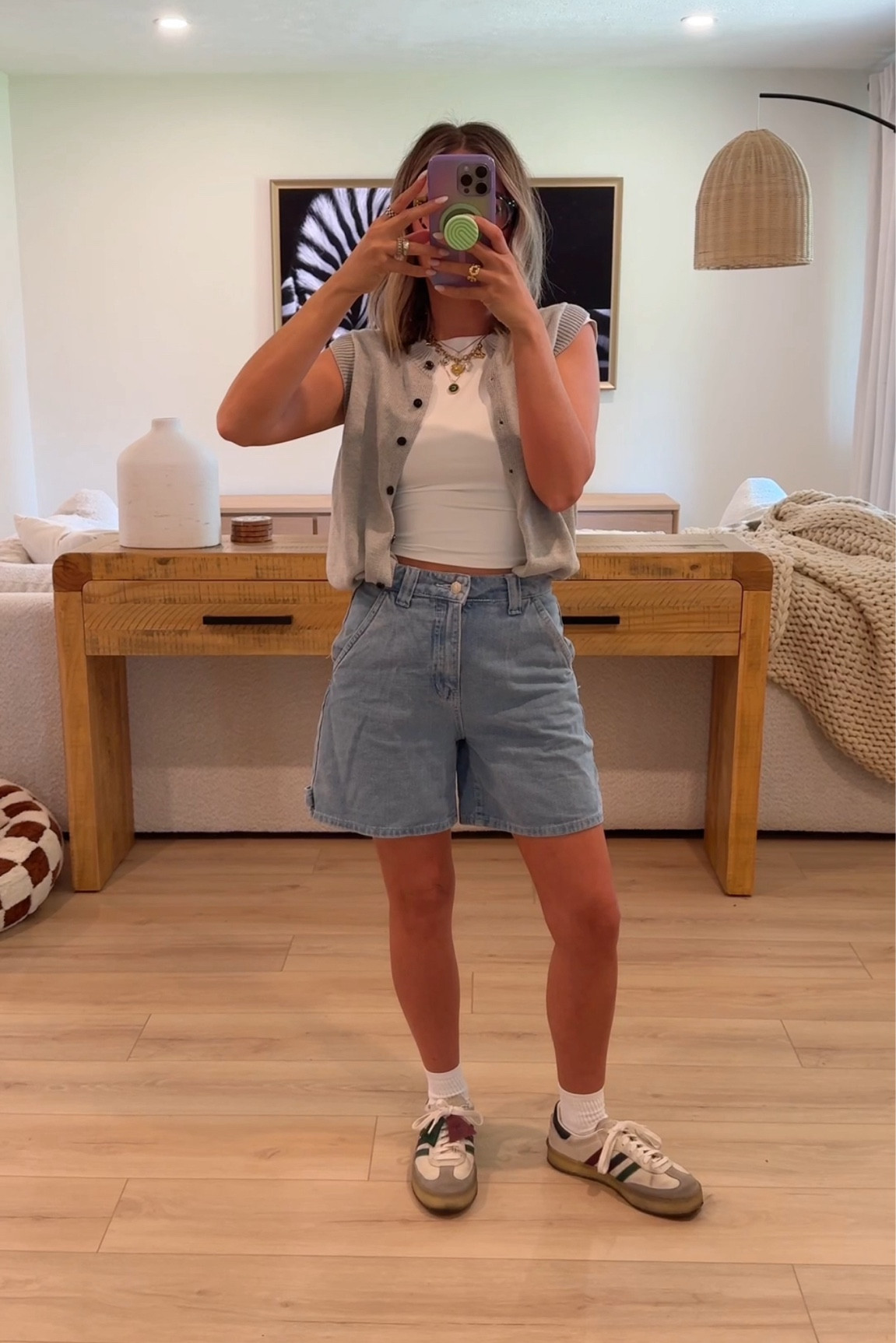 I’m wearing size small in both the top and  vest. Size 4 in the shorts - they run small so size up. I’m normally a 0 and 4 was the smallest they have. They fit great! So I would size up. 

#LTKFindsUnder50 #LTKStyleTip #LTKFindsUnder100