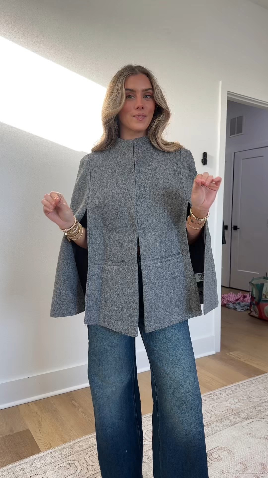 Amazon size small Cicy Bell Womens Cape Pea Coat Work Casual Split Long Sleeve Coat Stand Collar Open Front Fall jacket

#LTKSeasonal #LTKootd #LTKSaleAlert