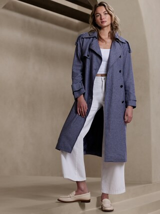 Linen-Blend Classic Trench | Banana Republic Factory
