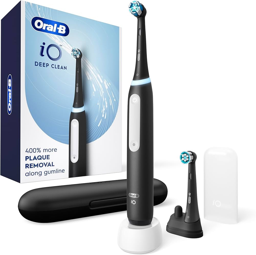 Oral-B iO Deep Clean Rechargeable Electric Powered Toothbrush, Black with iO Series 3 Limited, 2 ... | Amazon (US)