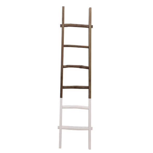 76" Wooden Decorative Ladder 2 Tone White - Sagebrook Home | Target