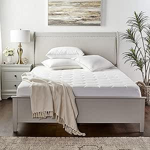 Mattress Pad Cover - Cooling Bed Topper & Waterproof Protector w/Deep Pockets, King Size, White | Amazon (US)