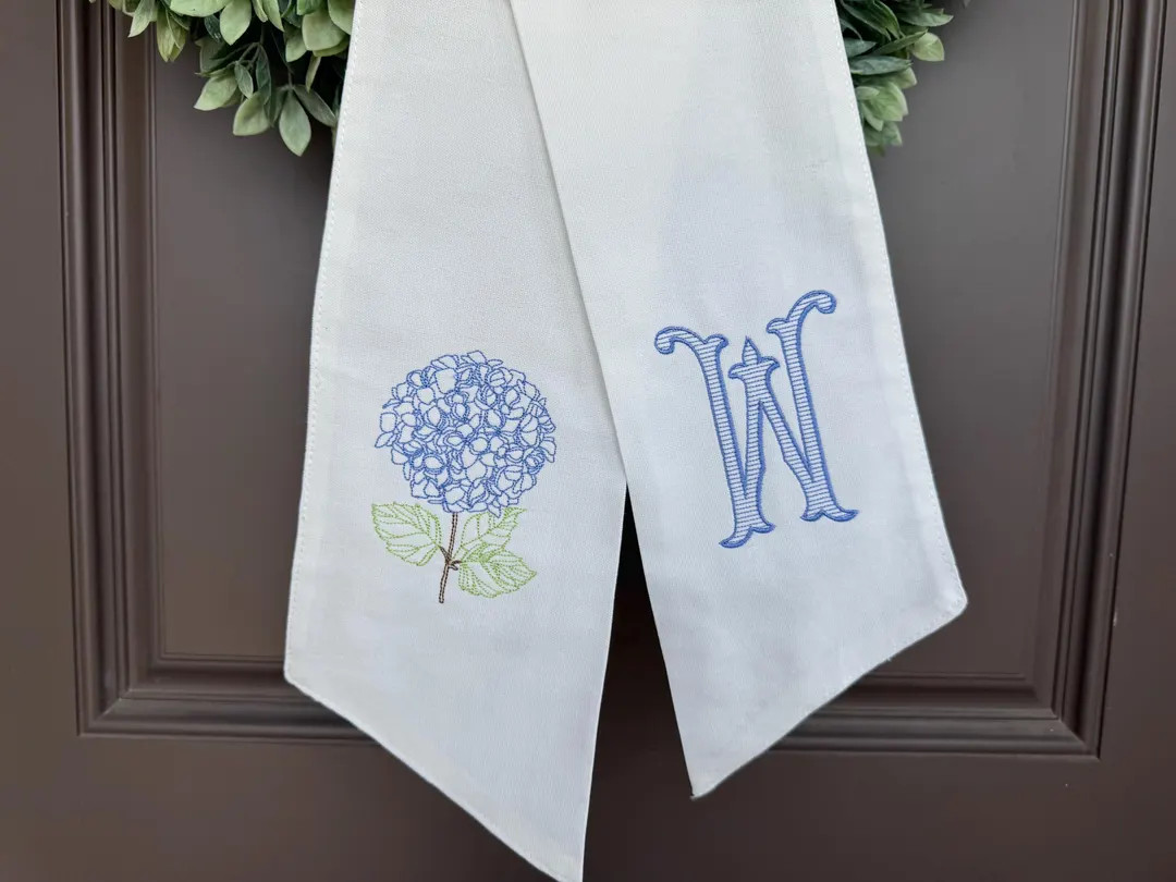 Hydrangea Initial Wreath Sash | SHIPS FAST | Mothers Day | Pink or Blue Flowers | Personalized Do... | Etsy (US)