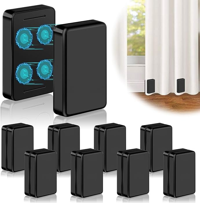 16 Pcs Outdoor Curtain Weights, 8 Pairs Upgrade to Heavier Magnetic Drapery Weights, Plastic Wrap... | Amazon (US)