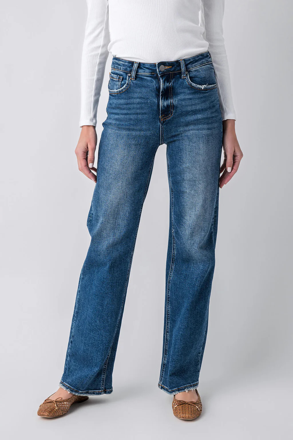 Risen Mila High Rise Full Length Straight Leg Jeans | Social Threads