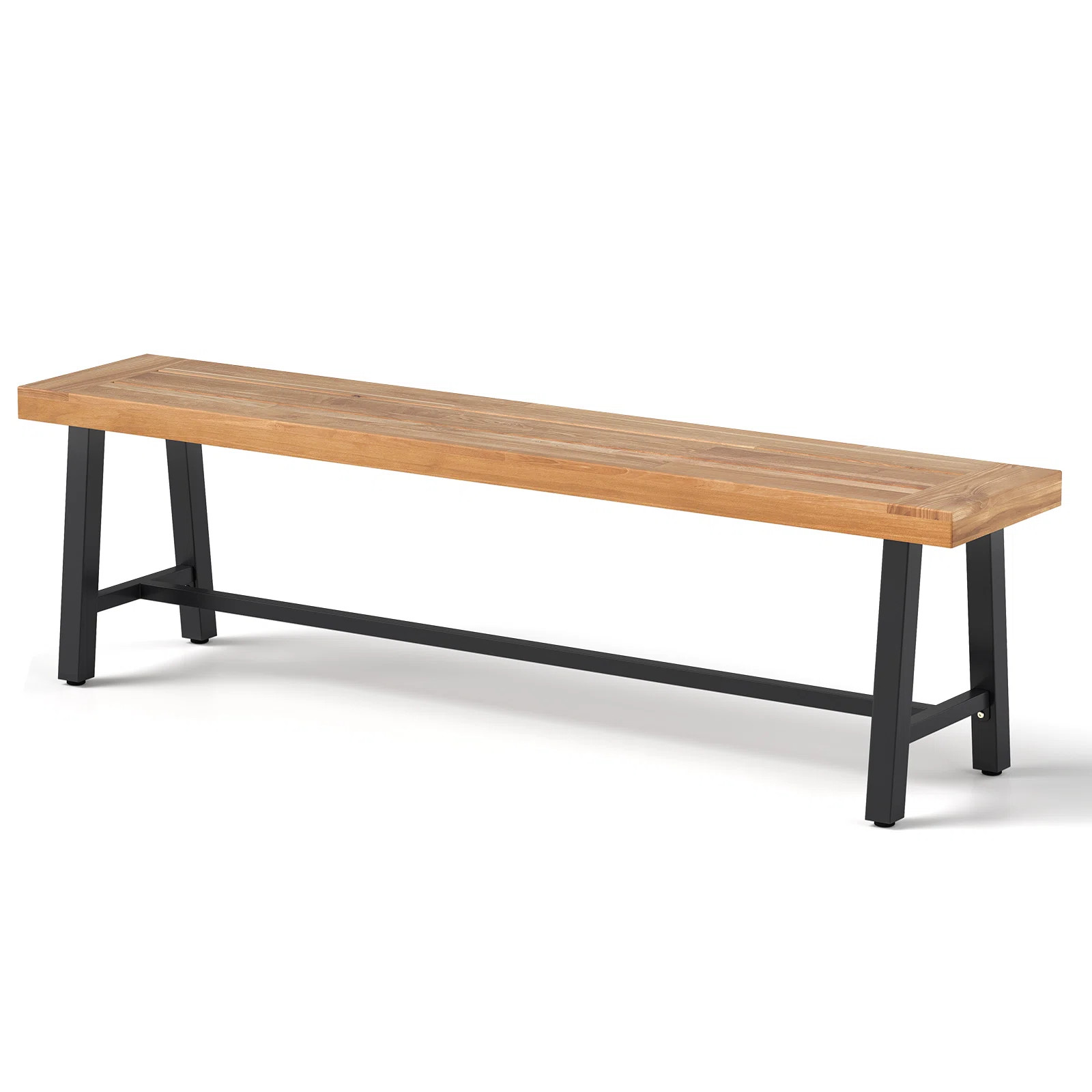 Ebern Designs 63 Inch Patio Bench Acacia Wood Long Dining Bench w/ Heavy-Duty Metal Legs | Wayfai... | Wayfair North America