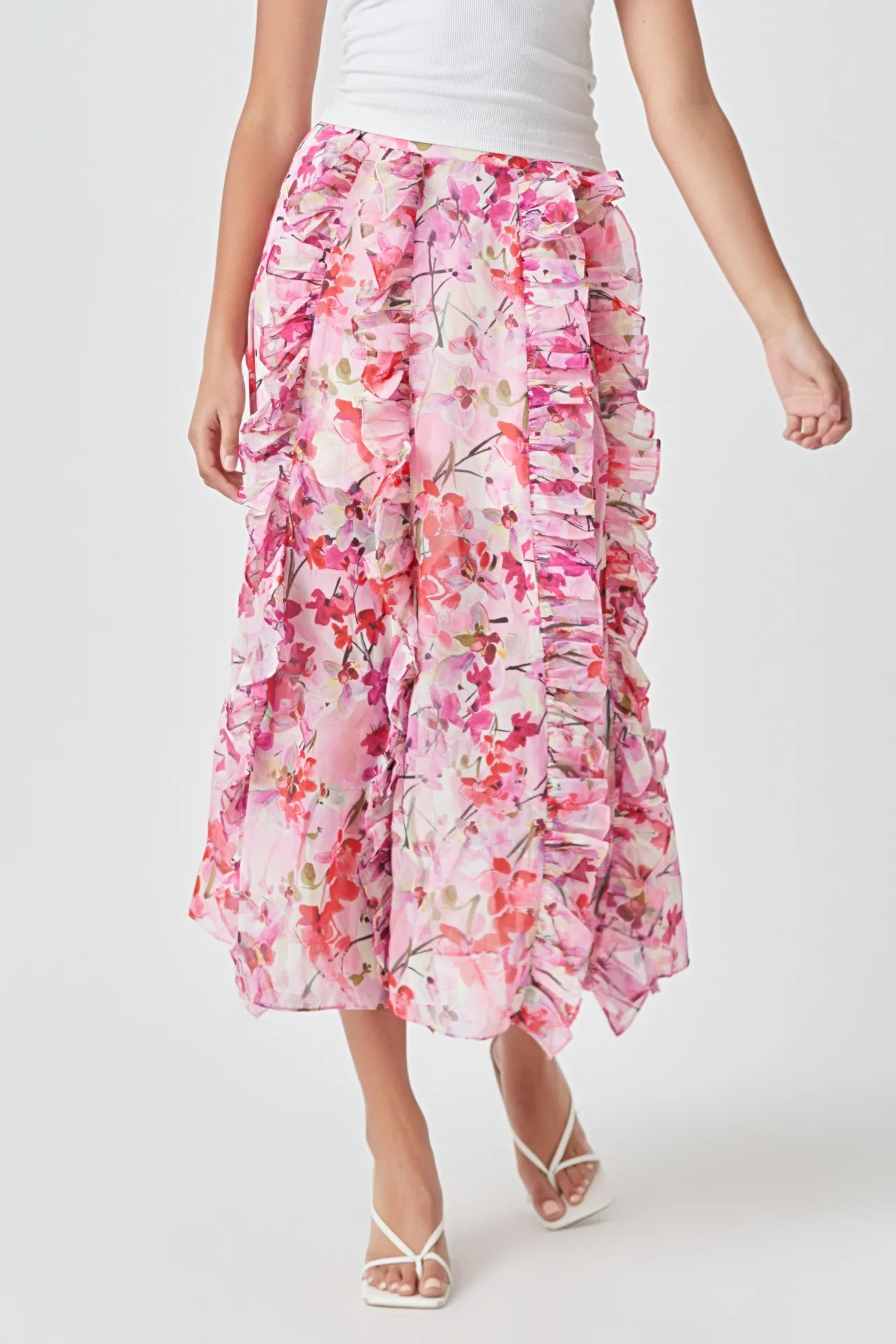 Floral Ruffled Maxi Skirt | OBJECTRARE