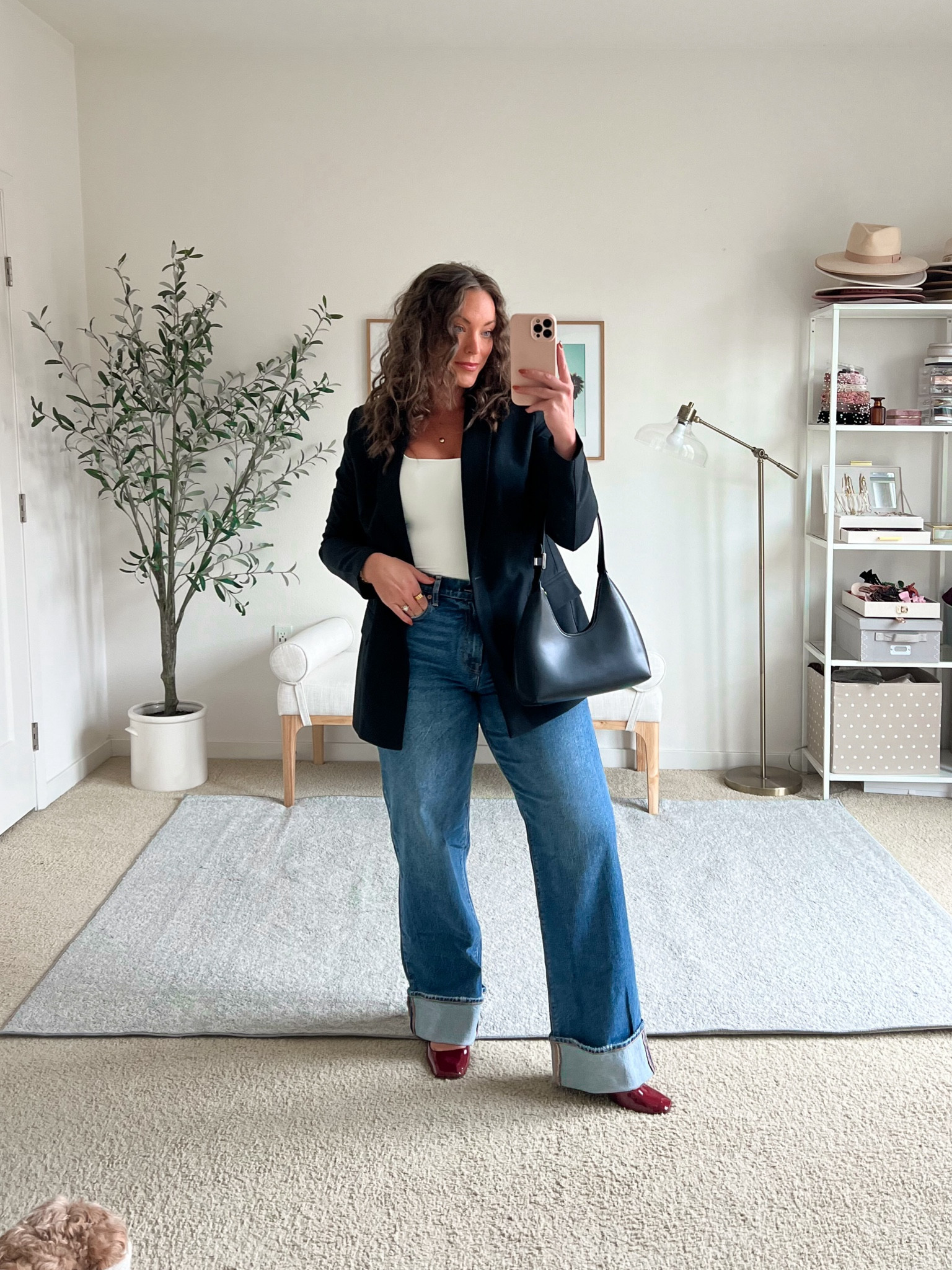 Amazon basics- blazer and tank, mediums in both 

Jeans size 10, little loose in the waist, but fits nicely through hip and thigh 

#LTKSeasonal #LTKMidsize #LTKFindsUnder100