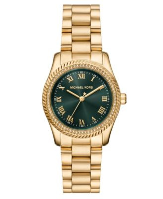Michael Michael Kors Women's Lexington Three-Hand Gold-Tone Stainless Steel Watch 33mm - Gold | Macy's
