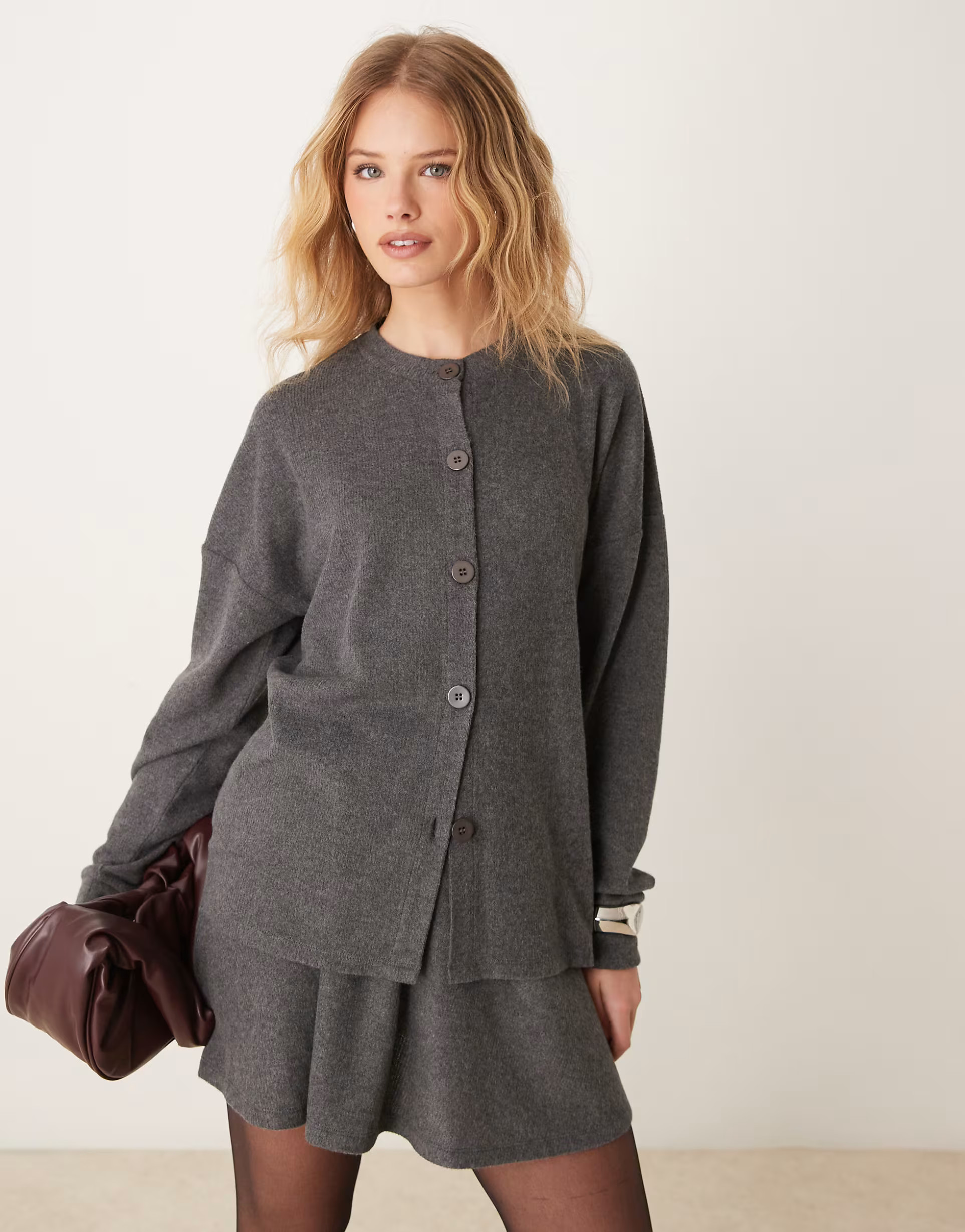 ASOS DESIGN longline supersoft cardigan co ord in grey marl | ASOS (Global)