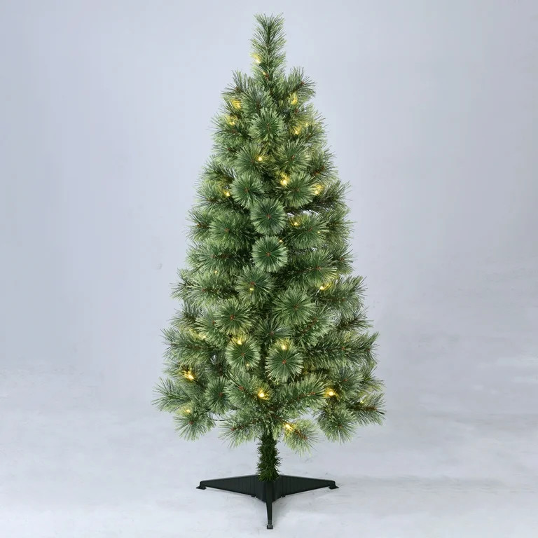 4 ft Pre-Lit Canadian Cashmere Artificial Christmas Tree with 50 Warm LED Lights and Stand, Holid... | Walmart (US)