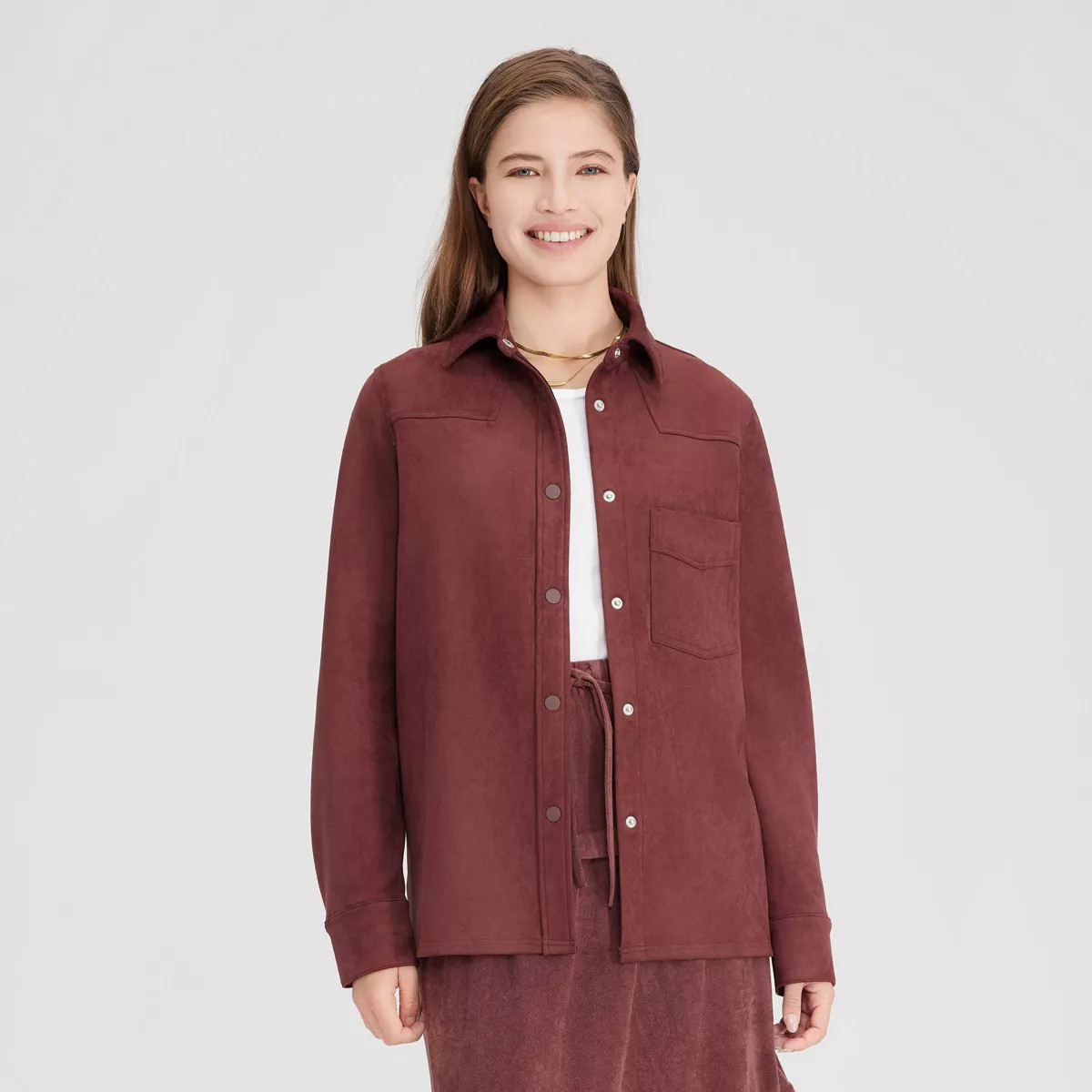 Women's Long Sleeve Faux Suede Western Button-Down Shirt - Universal Thread™ | Target