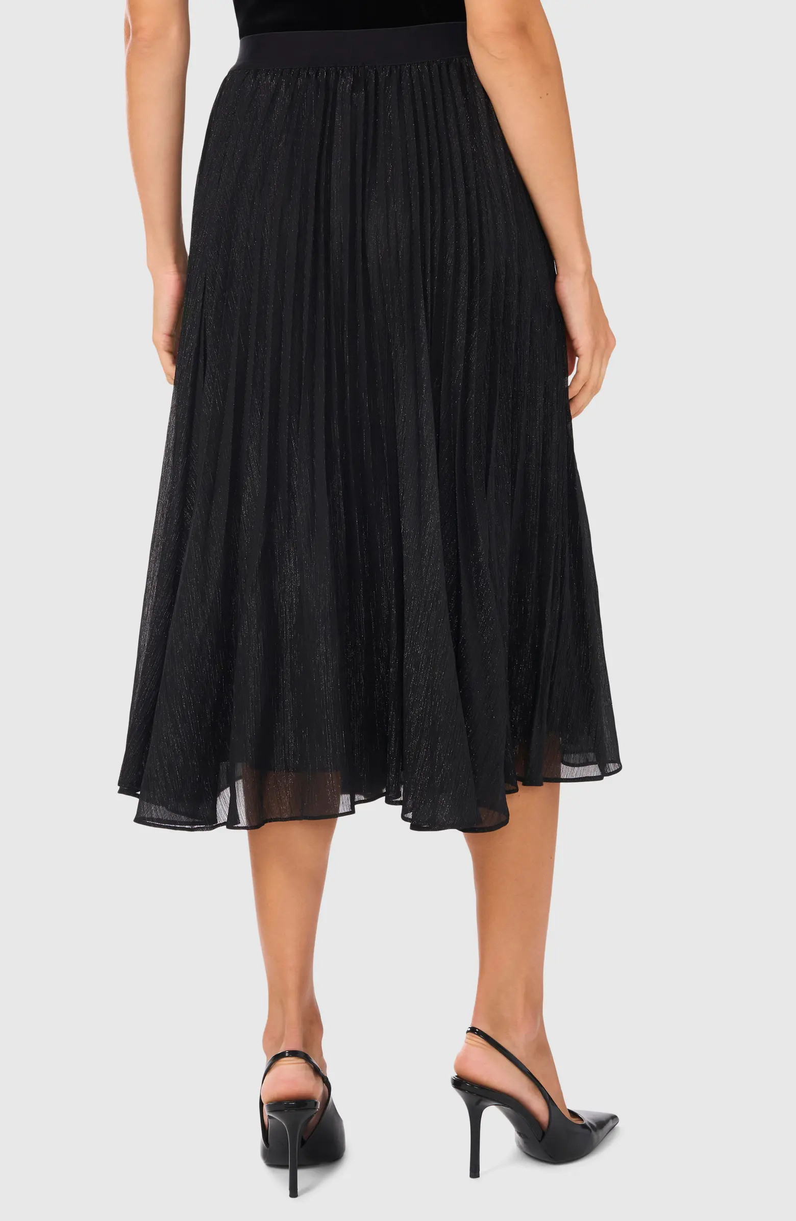 Metallic Sparkle Release Pleat Midi Skirt | Nordstrom