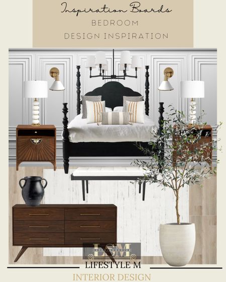 Bed room design inspiration. Shop the look below. Bed frame, wood night stand, wood dresser, bed room rug, planter, faux tree, table lamp, throw pillow, wall sconce, bed room chandelier, bench, vase.

#LTKhome #LTKstyletip #LTKSeasonal