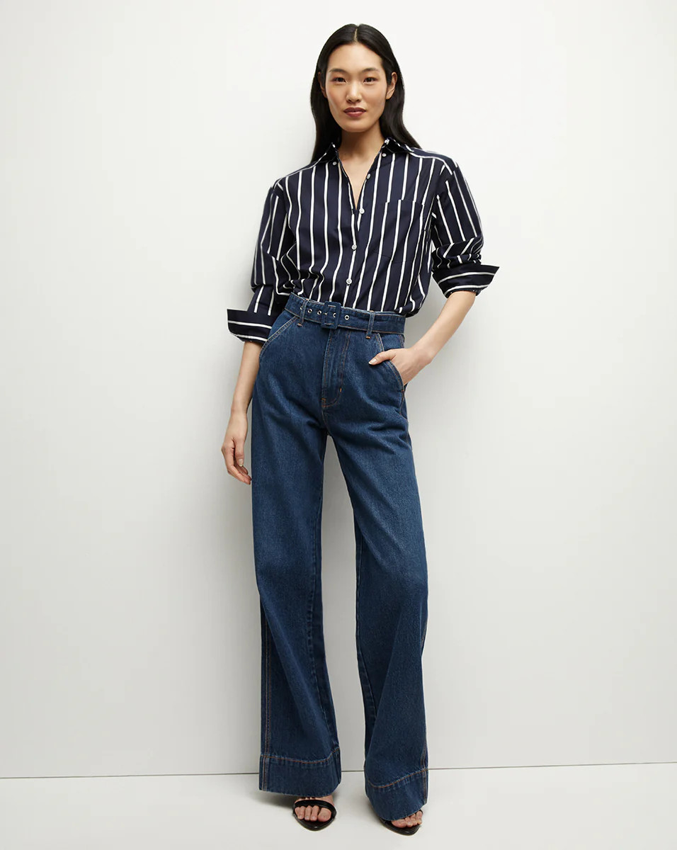 Taylor Wide-Leg Jean in Stoned Bright Blue | Veronica Beard | Veronica Beard