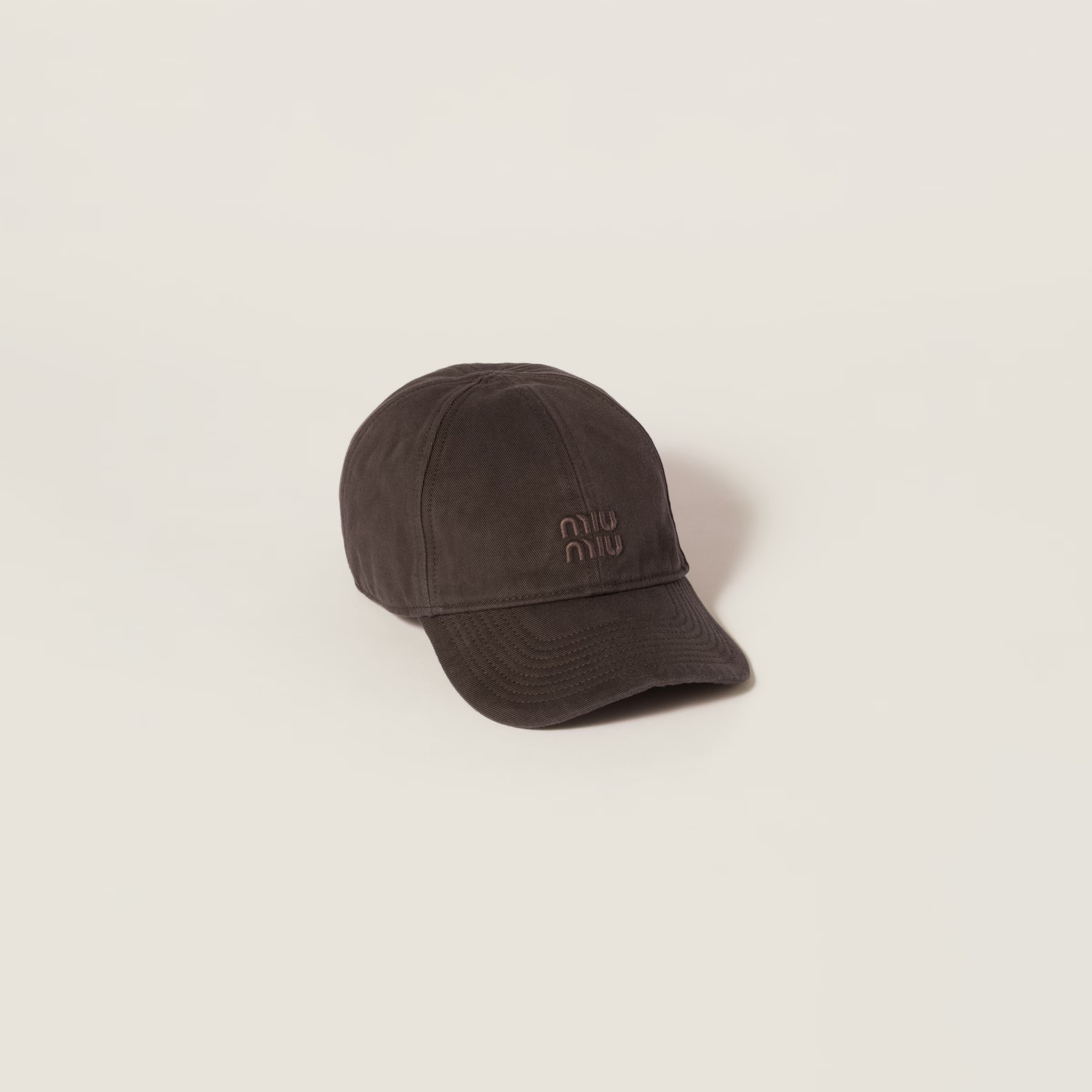 Ebony Drill Baseball Cap | Miu Miu | Miu Miu US