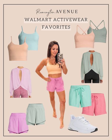 @Walmart has such cute activewear right now in fun spring colors! These are some of my favorite pieces!! Everything fits TTS except the biker running shorts- size down. 

#Walmartfashion #activewear
#walmartpartner 

#LTKstyletip #LTKfit #LTKunder50