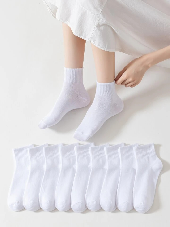10 Pairs Of White Women's Socks | SHEIN
