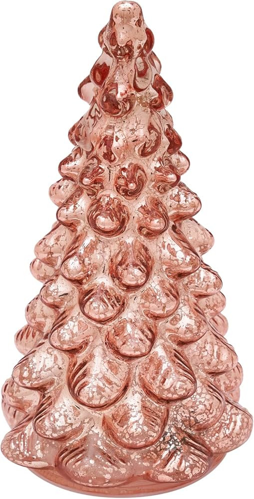 Tabletop Christmas Tree Mercury Glass Timer Lighted Rosed Glod Small Xmas Trees Table Centerpiece... | Amazon (US)