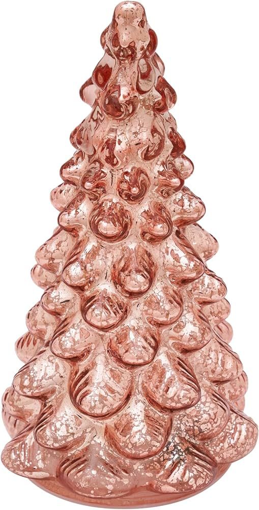 Diahom Tabletop Christmas Tree Mercury Glass Timer Lighted Rosed Glod Small Xmas Trees Table Cent... | Amazon (US)