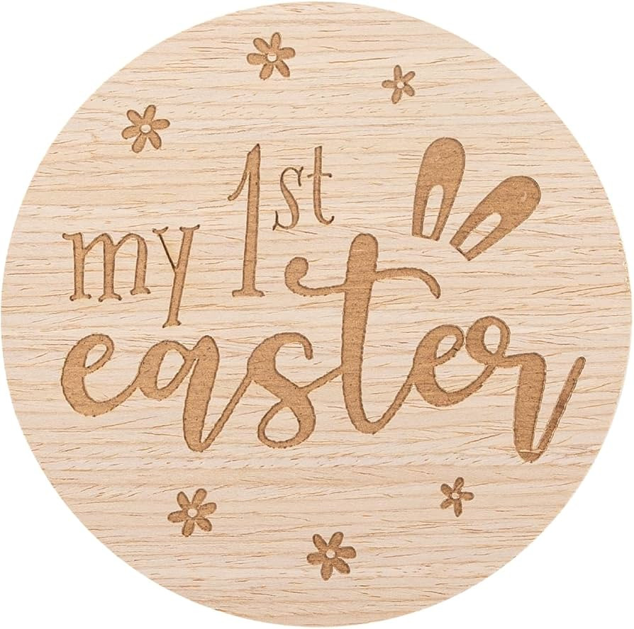 Pearhead My First Easter Wooden Milestone Prop, Holiday Keepsake Baby Photos, Easter Basket Stuff... | Amazon (US)
