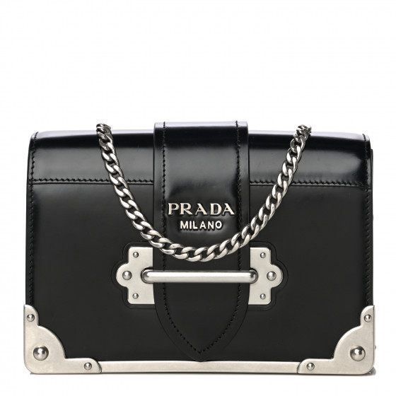 PRADA City Calf Cahier Chain Wristlet Clutch Nero Black | Fashionphile