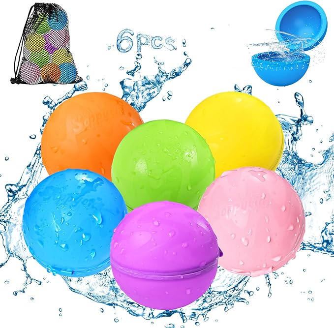 SOPPYCID Water Balloons Reusable Splash Ball, Latex-free Water Bomb Pool Toys, No Tying Easy Quic... | Amazon (US)