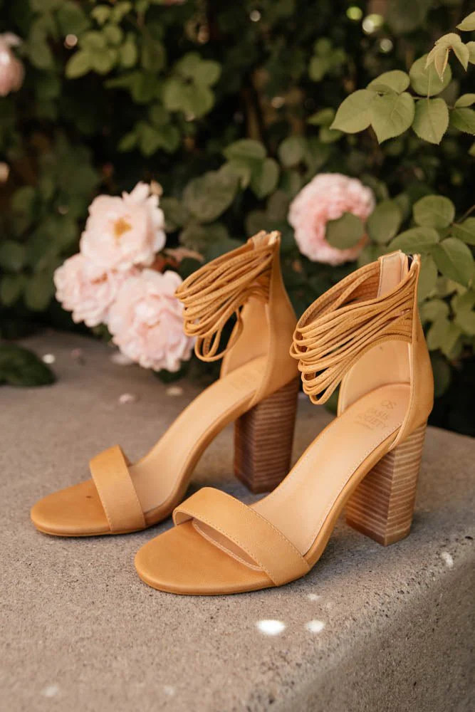 Blair Ankle Strap Heels in Tan - böhme | Böhme US